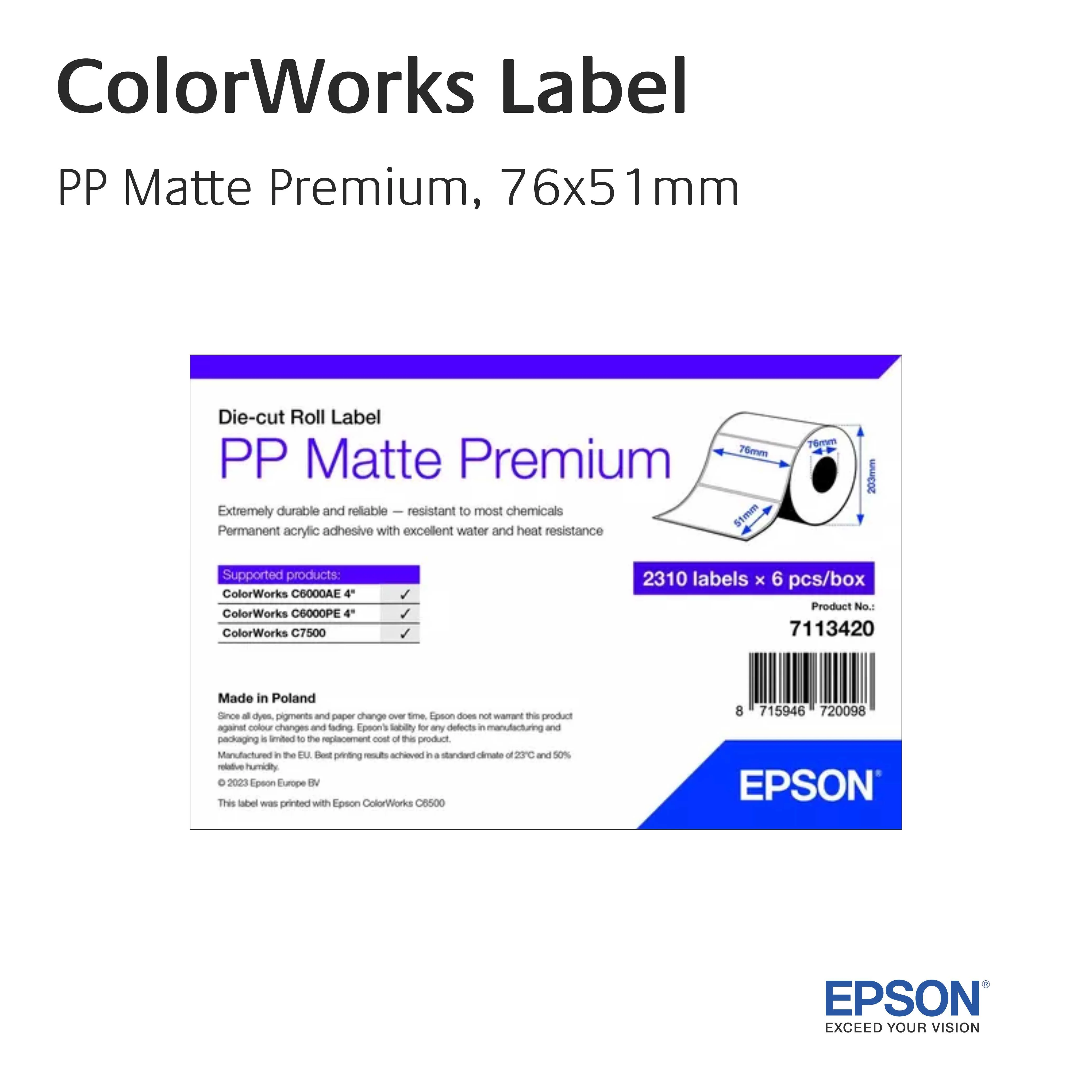 EPSON ColorWorks - PP Matt Premium - 7113420 - 76mm x 51mm
