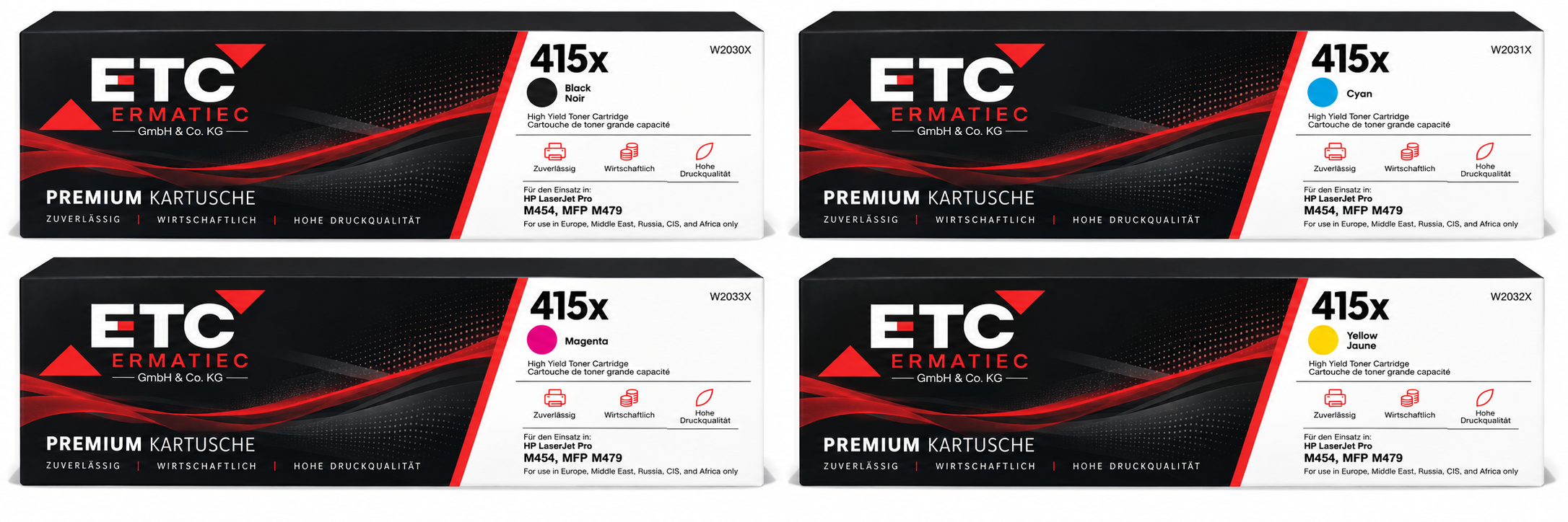ETC Premium Multipack kompatibel zu HP 415X (W2030X / W2031X / W2032X / W2033X) | 4 Farben 