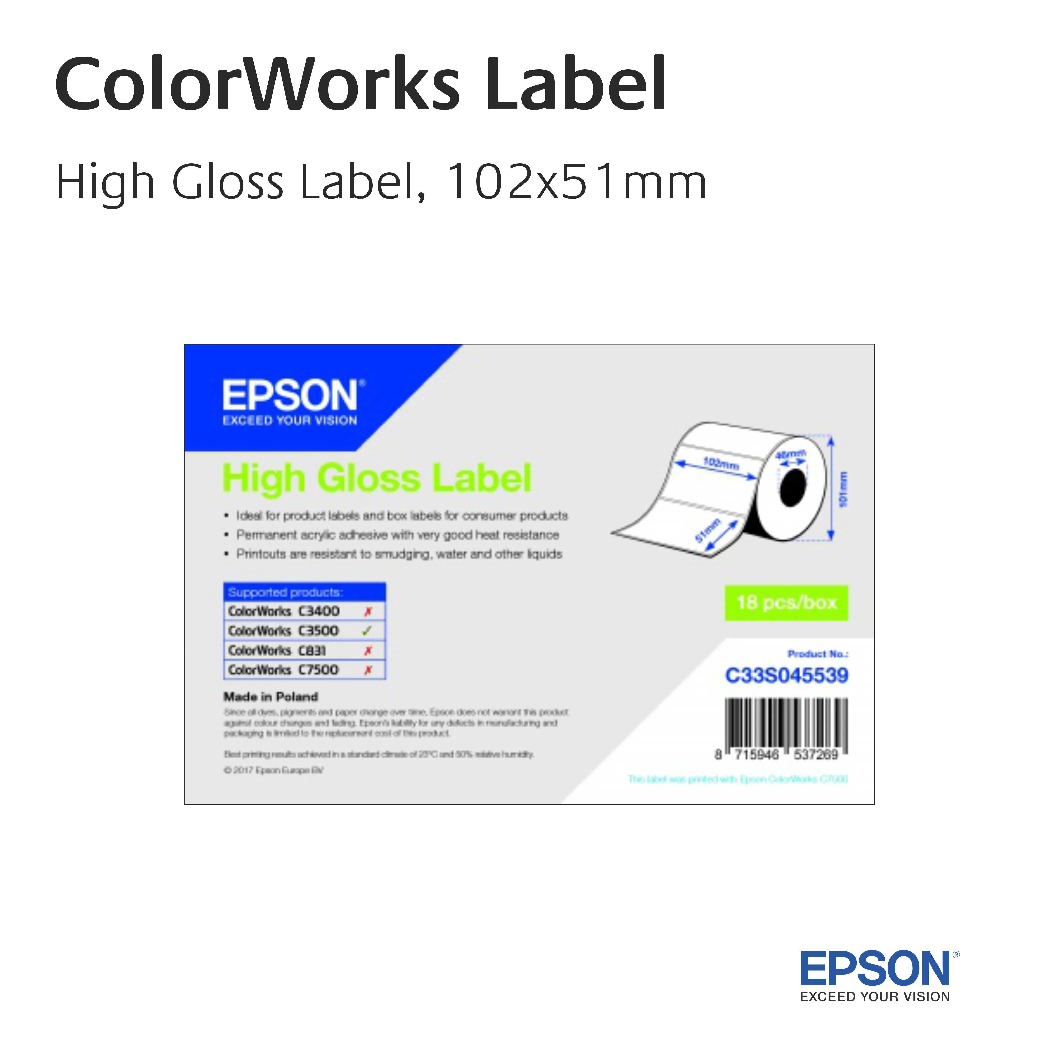EPSON ColorWorks - High Gloss Label - C33S045539 - 102mm x 51mm