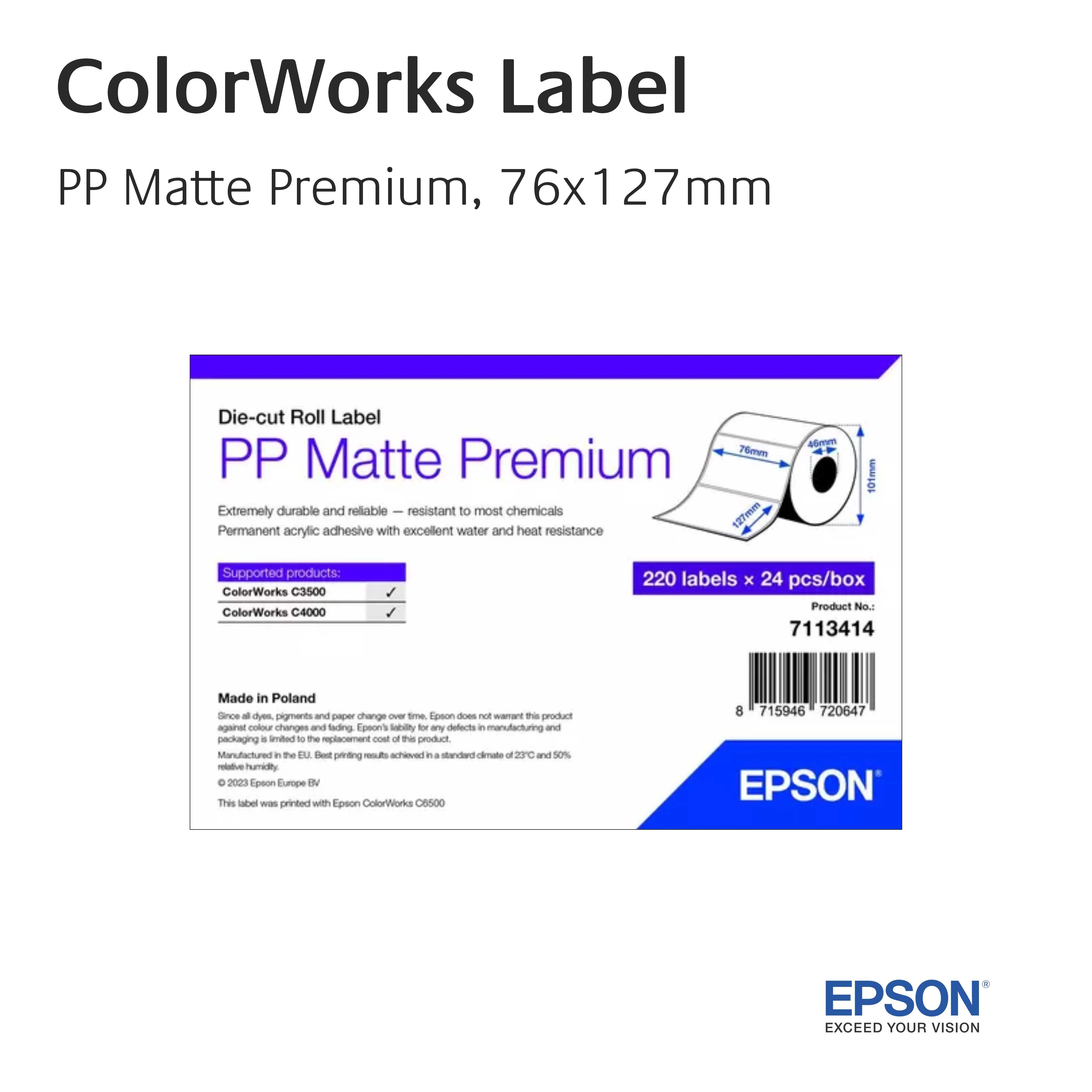 EPSON ColorWorks - PP Matt Premium - 7113414 - 76mm x 127mm
