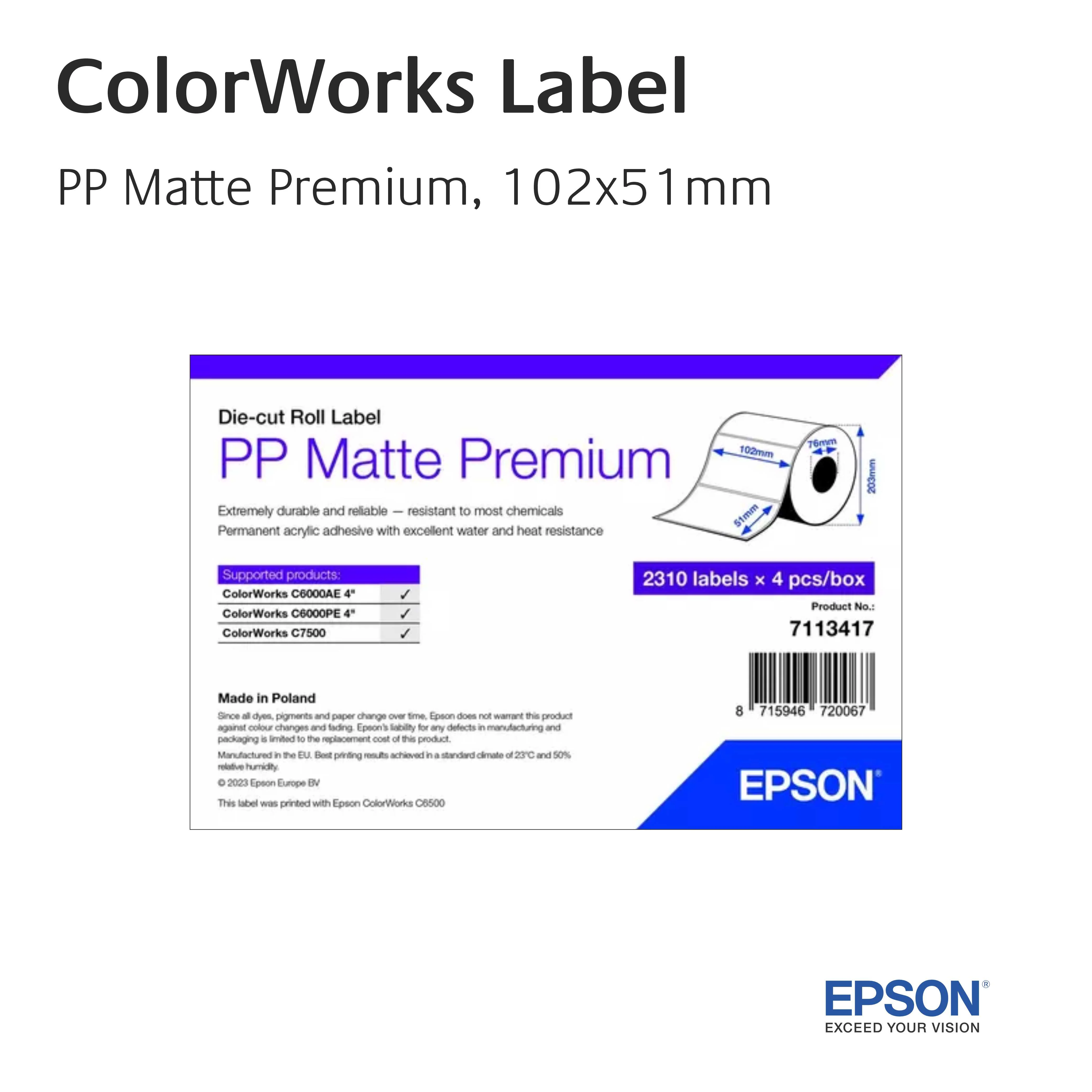 EPSON ColorWorks - PP Matt Premium - 7113417 - 102mm x 51mm